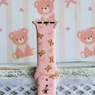 washable silicone apple watch band – pink coquette teddy motif
