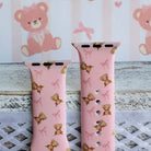 sugar bear crush silicone apple watch strap – teddy print closeup
