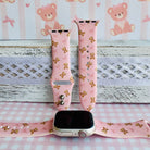 sugar bear crush apple watch band – blush silicone with teddy bears and bows (38–49 mm)