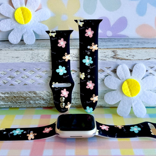 Flower Pop Print Silicone Band