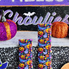 pumpkin and ghost pattern galaxy watch strap neon accents 20mm