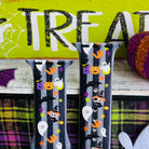 silicone apple watch strap closeup – boo crew vertical parade print, neon accents