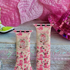 silicone apple watch strap closeup – howdy holidays boot pattern and rope stars