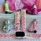 howdy holidays Christmas apple watch band – blush silicone with pink cowgirl boots and western details; fits 38–49 mm