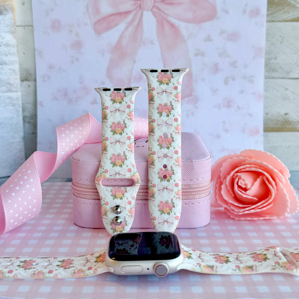 Ribbons & Roses Print Silicone Band