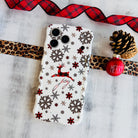 Slim holiday MagSafe iPhone case in white with snowflake pattern