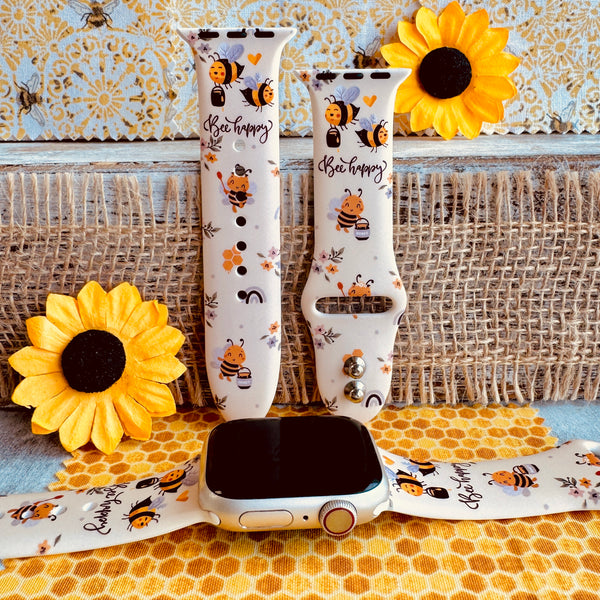 Bee Happy Print Silicone Band