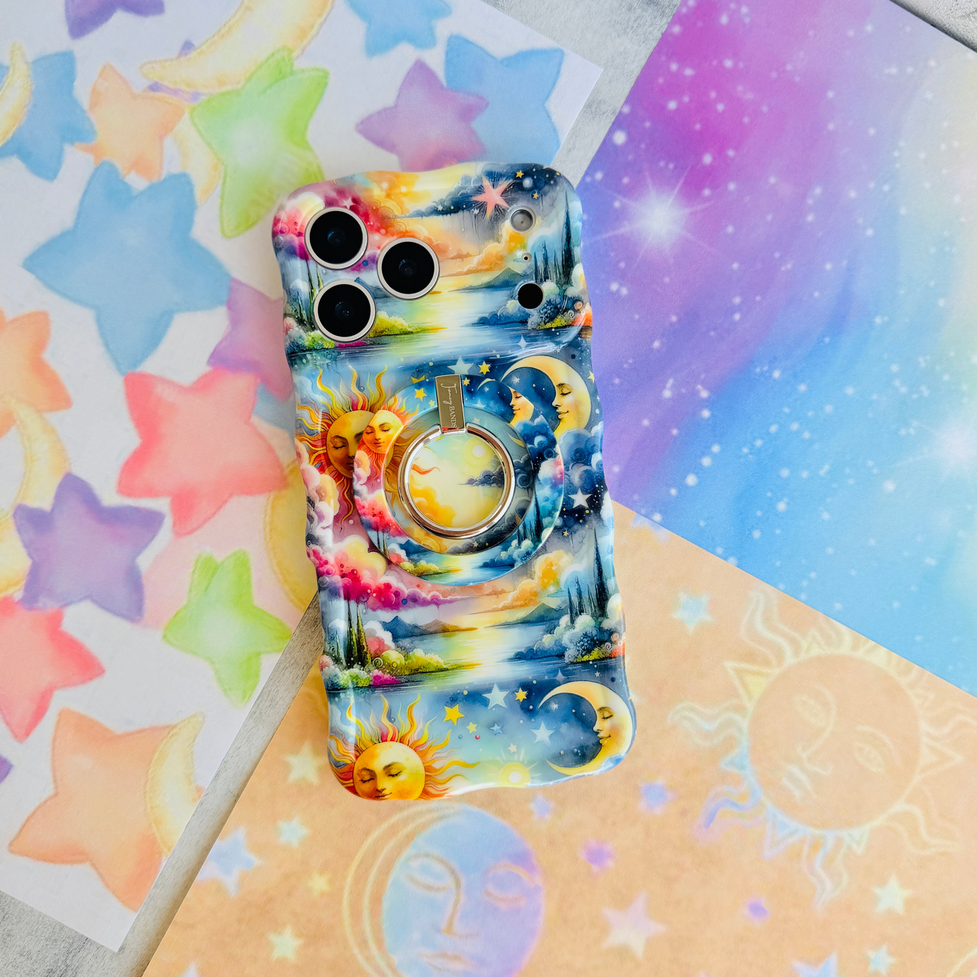 Cosmic Daydream Wavy Case | Celestial Sun & Moon iPhone – Fancy Bands