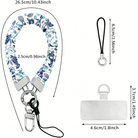 A Blue Lagoon scrunchie phone wrist strap with a blue and white sea turtle and ocean design attached to a matching Wavy Luxe case on a blue starfish background.