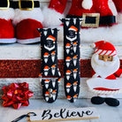 Don't Stop Believin' Santa Apple Watch strap with festive beard and hat design
