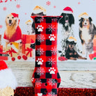 Pawliday Plaid Apple Watch band worn during Christmas pet photos and Santa Paws visit
