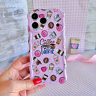 Coffee Before Talkie MagSafe iPhone case with coffee cups, lattes, and donuts by Fancy Bands
