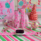 Peppermint Cutie Apple Watch band in pink with mint peppermints and candy canes, shown as two straps and on an Apple Watch