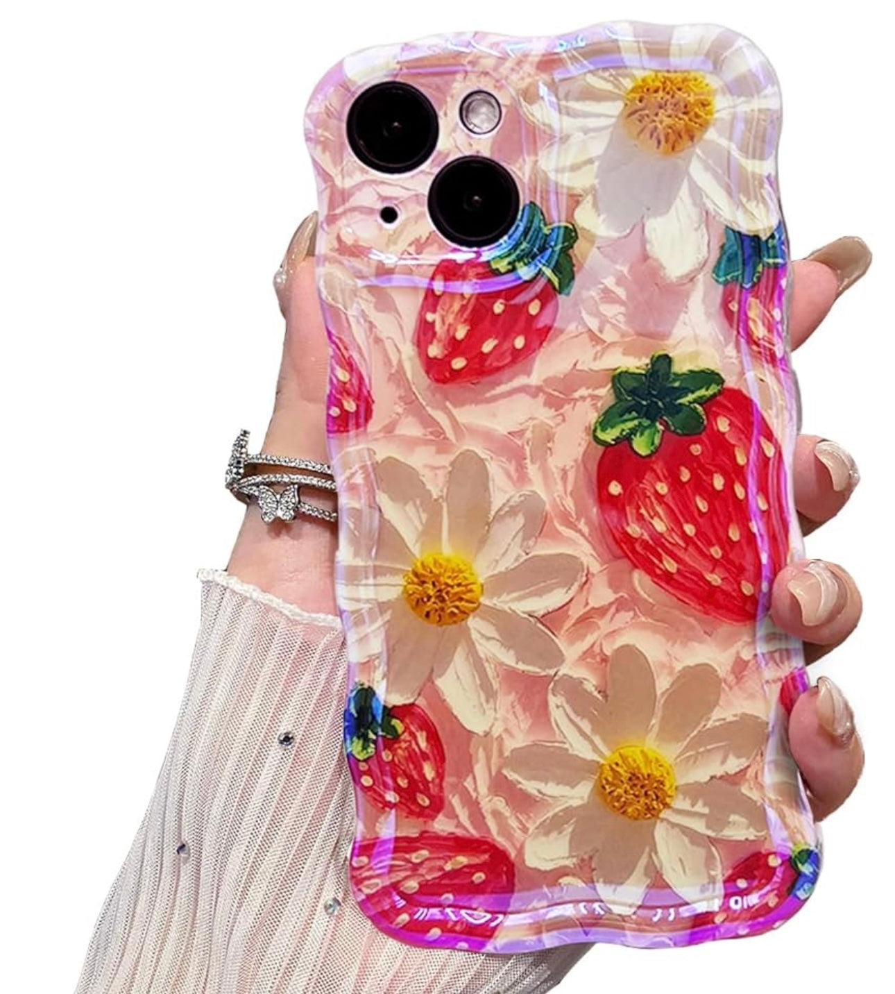 Berry Cute Blooms floral MagSafe iPhone case full view