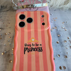 Princess Vibes MagSafe iPhone case with pink stripes and Born to be a Princess by Fancy Bands
