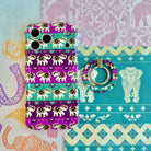 Fortune Parade Hold It Fancy MagSafe grip ring with a colorful boho elephant parade print from Fancy Bands