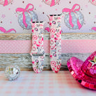 Disco Cowgirl pink western print silicone band for Apple Watch with cowboy boots and disco balls from Fancy Bands