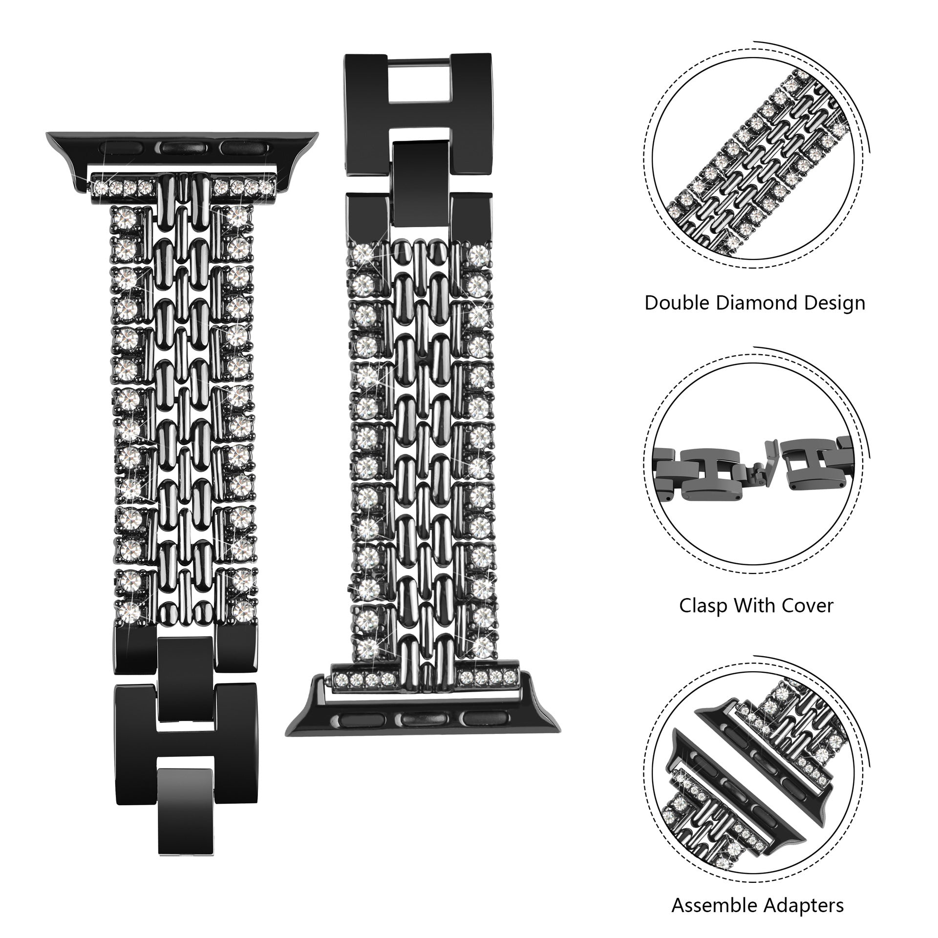 Diamond Drip Chain Link Steel Band For Apple Watch Two Colors