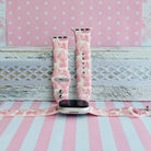 Blush Manor Print Silicone Band For Apple Watch â This enchanting Blush Manor Apple Watch band features romantic pink castles and elegant floral scenes on a soft white background.