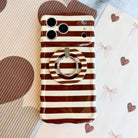 Sweet Espresso Stripes Hold It Fancy MagSafe grip ring with a brown and cream striped print from Fancy Bands