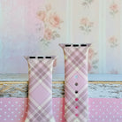 Pink Cashmere Plaid soft pink, cream and taupe plaid silicone band for Apple Watch from Fancy Bands