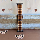 Toffee Tartan brown, tan and cream plaid silicone band for Apple Watch from Fancy Bands