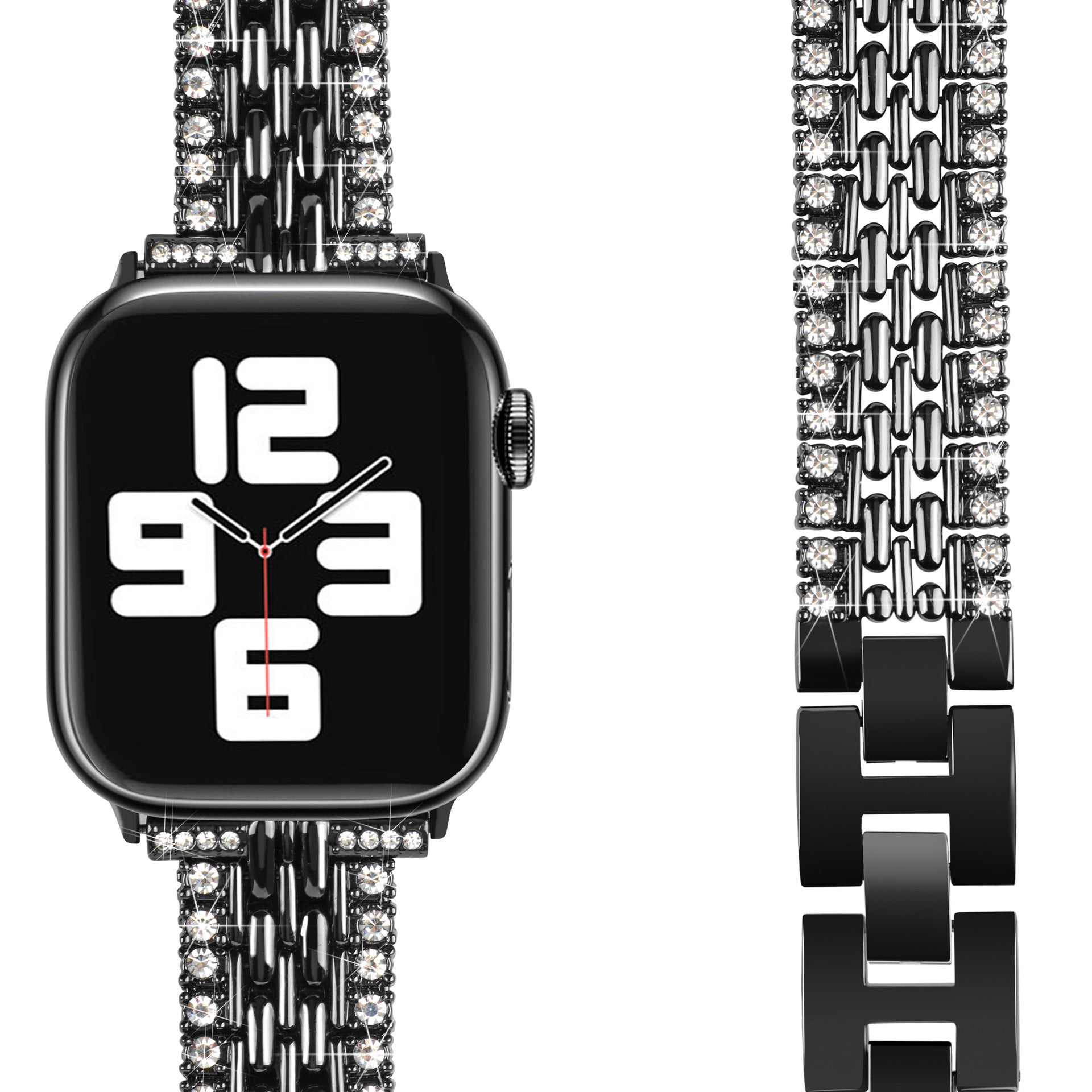 Diamond Drip Chain Link Steel Band For Apple Watch Two Colors