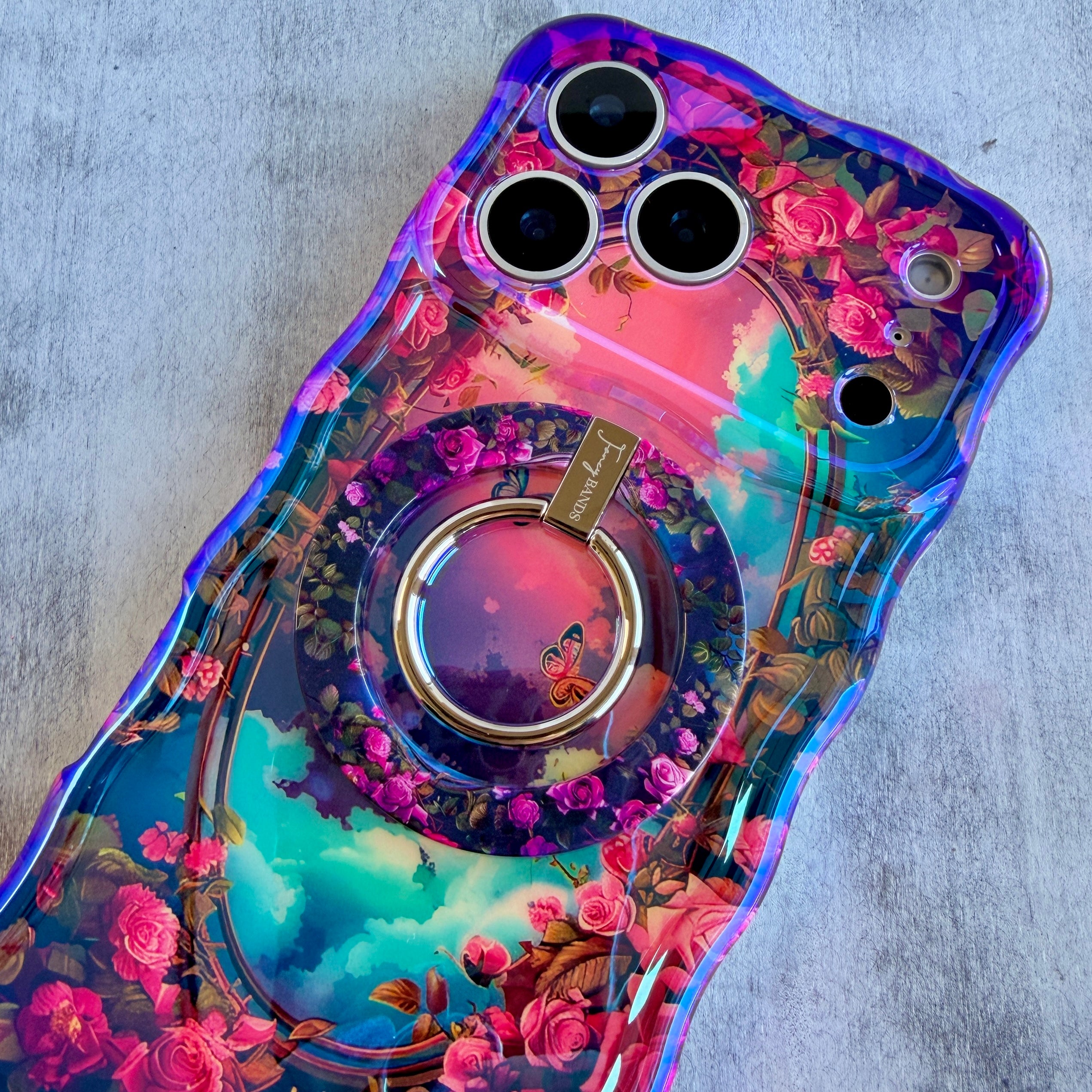 Enchanted Skies floral MagSafe phone grip ring matching the Enchanted Skies phone case pattern compatible with iPhone