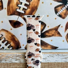 Game Day Darling coquette football print silicone band for Apple Watch with footballs, pumpkins, bows and hearts from Fancy Bands