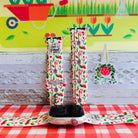 Crazy Plant Lady Apple Watch band with gardening tools, red flowers, and green leaves on cream background with garden decorations