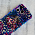 USA Fireworks Hold It Fancy MagSafe grip ring attached to the matching firework print iPhone case