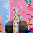 Close-up of a single Holiday Spirits, Please? Samsung watch band strap with a sequin ornament, Christmas cocktail print