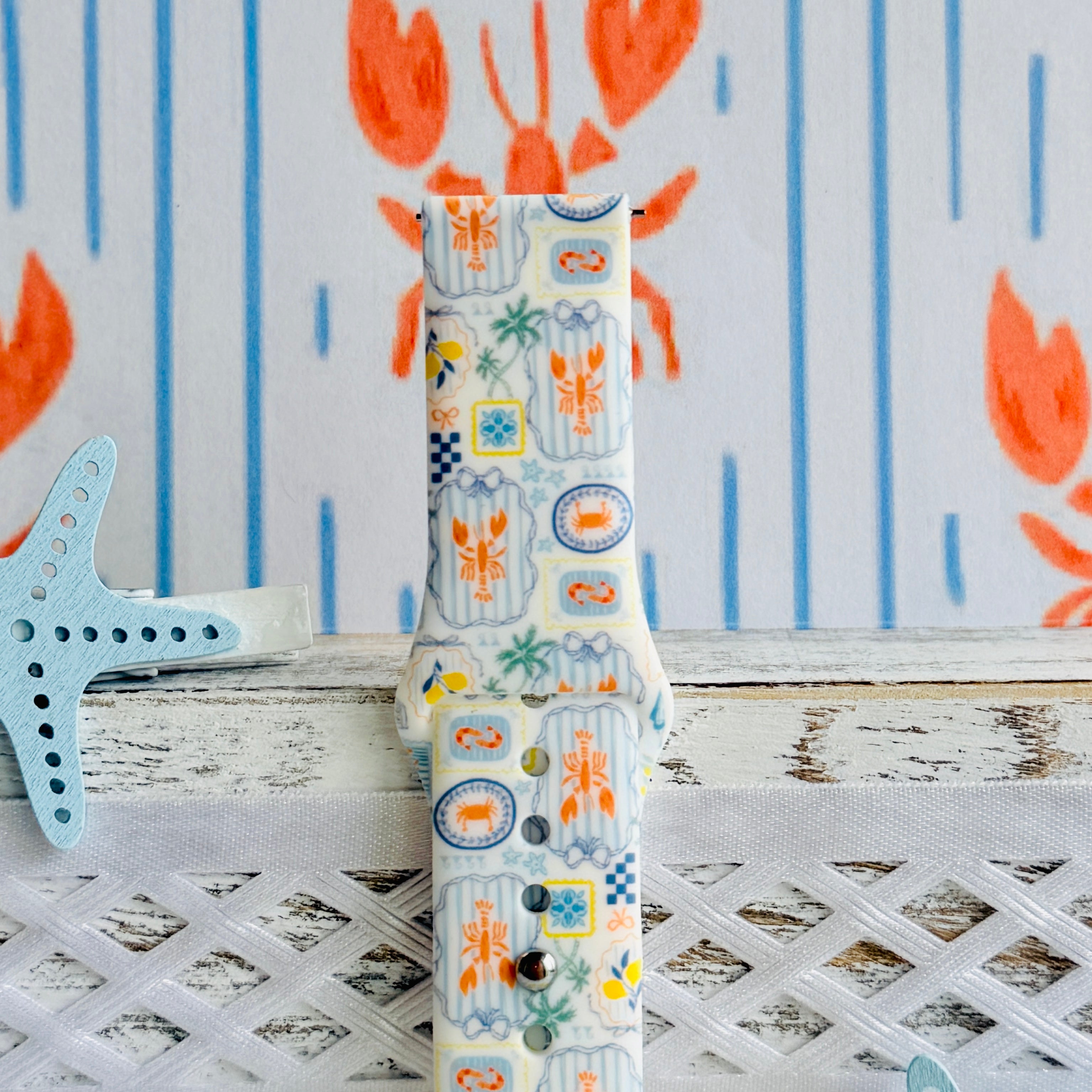 Coastal Catch Print Silicone Band For Samsung Watch