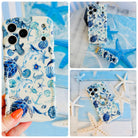 Blue Lagoon iPhone Matching Set - watercolor sea turtle MagSafe case, matching Hold It Fancy grip ring and scrunchie phone wrist strap from Fancy Bands