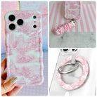 Blush Manor iPhone Matching Set - pink toile MagSafe case, matching Hold It Fancy grip ring and scrunchie phone wrist strap from Fancy Bands