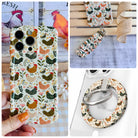 Cluckin' Cute iPhone Matching Set - hen and wildflower MagSafe case, matching Hold It Fancy grip ring and scrunchie phone wrist strap from Fancy Bands