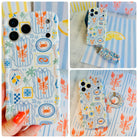 Coastal Catch iPhone Matching Set - lobster and crab MagSafe case, matching Hold It Fancy grip ring and scrunchie phone wrist strap from Fancy Bands