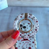 Video: the Deer Joy matching set, white snowflake grip ring snapped onto the case, scrunchie worn on the wrist and the phone hanging from the strap