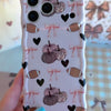 Game Day Darling Wavy Luxe MagSafe iPhone case with a cream coquette print of footballs, leopard pumpkins, bows and hearts from Fancy Bands