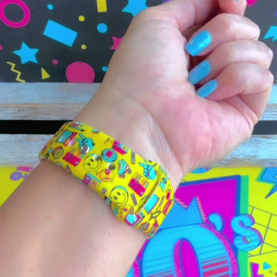 Oops It's the 90's yellow retro 90s print silicone band for Samsung Galaxy Watch from Fancy Bands