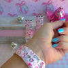 Disco Cowgirl pink western print silicone band for Apple Watch with cowboy boots and disco balls from Fancy Bands
