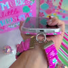Video: wearing the Peppermint Cutie scrunchie phone wrist strap on the wrist with the matching case clipped on