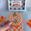 Happy Fall Y'all Hold It Fancy MagSafe grip ring with an orange gingham and pumpkin print from Fancy Bands