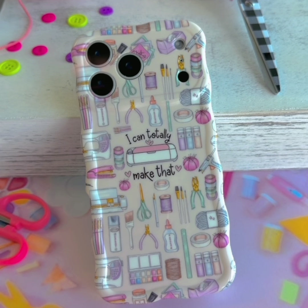 Slim protective MagSafe iPhone case featuring colorful crafting tools