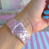 Pink Cashmere Plaid soft pink, cream and taupe plaid silicone band for Samsung Galaxy Watch from Fancy Bands