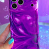 Grape Crush Wavy Luxe MagSafe iPhone case with a glossy purple liquid marble swirl design from Fancy Bands