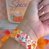 Video of the All The Fall Things Samsung Galaxy Watch band showing the cream silicone and its watercolor pumpkin, pie and autumn leaf collage from every angle.