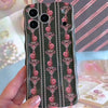Video turning the Pretty Little Details Wavy Luxe MagSafe iPhone case in hand to show the pearl strands, rose gold filigree and blush roses over the glossy wavy edges.