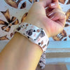 Game Day Darling coquette football print silicone band for Samsung Galaxy Watch with footballs, pumpkins, bows and hearts from Fancy Bands