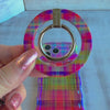 Hazy Tartan multi-colored plaid pattern MagSafe phone grip ring and stand compatible with iPhone and Samsung